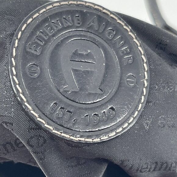 Etienne Aigner Handbag Black Leather Shoulder Bag Purse Zip Closure Classic Bag - Picture 10 of 12